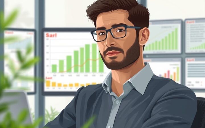 Ilustración corporativa sobre la integración tecnológica y de software de gestión empresarial.