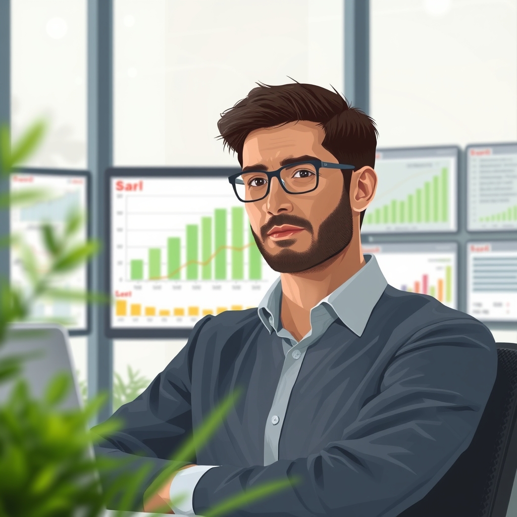 Ilustración corporativa sobre la integración tecnológica y de software de gestión empresarial.
