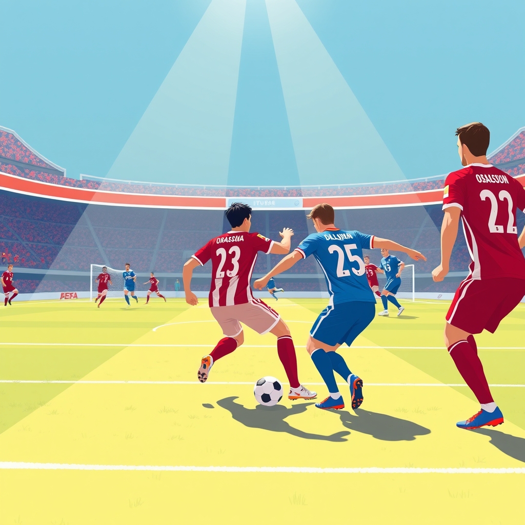 Escena de un partido de fútbol en un estadio lleno