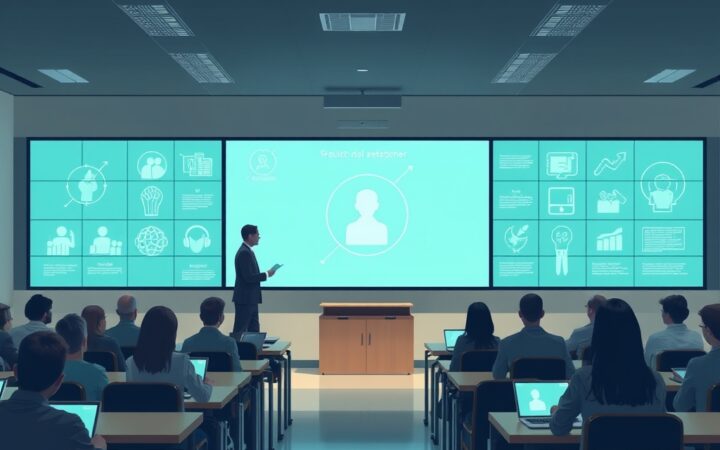 Ilustración conceptual sobre la integración de la inteligencia artificial y el pensamiento crítico en las aulas.