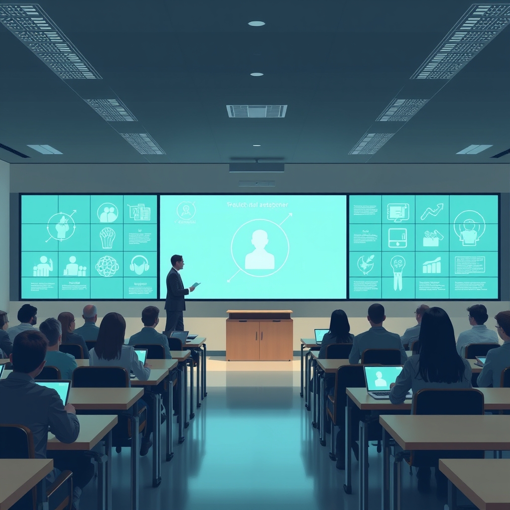 Ilustración conceptual sobre la integración de la inteligencia artificial y el pensamiento crítico en las aulas.