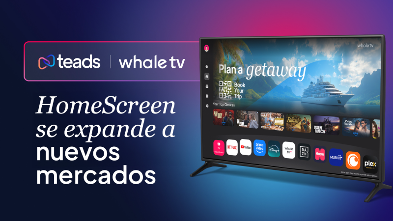 Ilustración conceptual de pantallas de televisión conectada y expansión publicitaria global